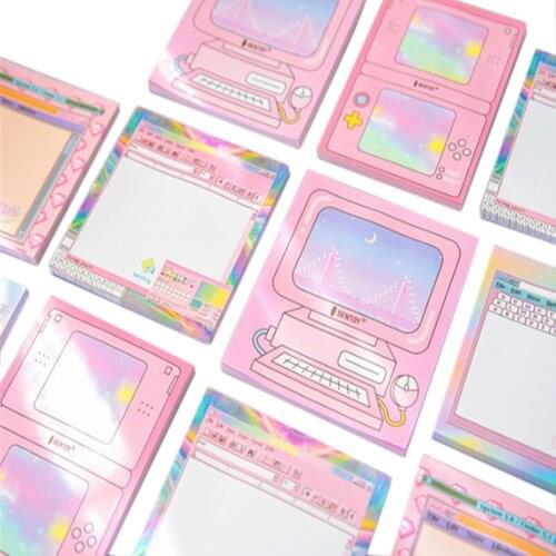 1pack/lot Kawaii Computer Style Scratchpad Girls Pink Sticky Notes Portable Word Notepad Cute Memo Pad