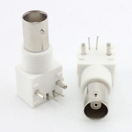 100Pcs Female BNC PCB Mount Board PLASTIC TYPE White Coaxial With Nut bulkhead Connector Adapter Socket For Radio TV CCTV and RF