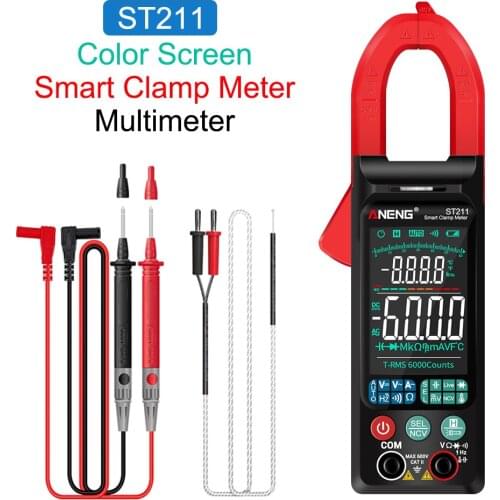 Big Color Screen Multimeter Car Amp Hz NCV Ohm Test Digital Clamp Meter ST211 6000 Counts DC/AC Voltage Current Tester