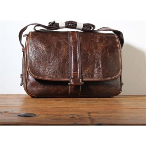 Fashion designer high quality first layer cowhide mens tablet computer shoulder bag casual outdoor weekend work messenger bag