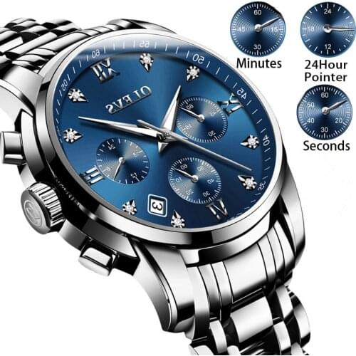 Wristwatch Mens Luminous Watches Luxury Brand Wrist watches Chronograph Stainless Steel Watch Men Quartz Clock Relogio Masculino