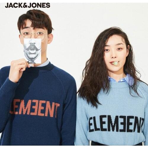 JackJones Mens Oversized Letter Printed Casual Unisex Lovers Knit Sweater|220125509