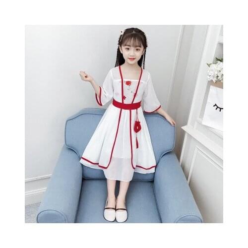 New girl baby summer super fairy Hanfu ancient style childrens Tang suit Chinese style fashion girl costume improvement dress