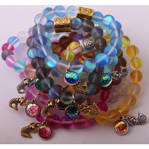 Wholesal 2017 New Design Fashion Bracelets Made 10mm Beautiful Shiny Crystal Fish Scales Mermaid Bracelet