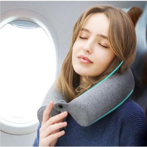 UBRUSH Travel Pillow Neck Memory Foam Travel Pillow For Airplane Office Nap U-Shape Cotton Soft Neck Pillow With Hood 2 Color