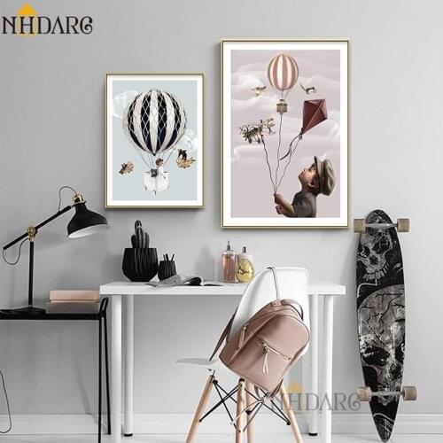 Posters And Prints Wall Art Canvas Painting Wall Pictures For Living Room Kids Room Balloon Children Cartoon Picture Decoration