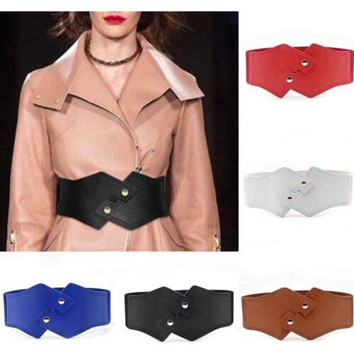 NEW Tie Wide Belts belt Elastic slim corset body shaper black faux leather retro Punk Rivet Waist belt Cummerbund PU waistband