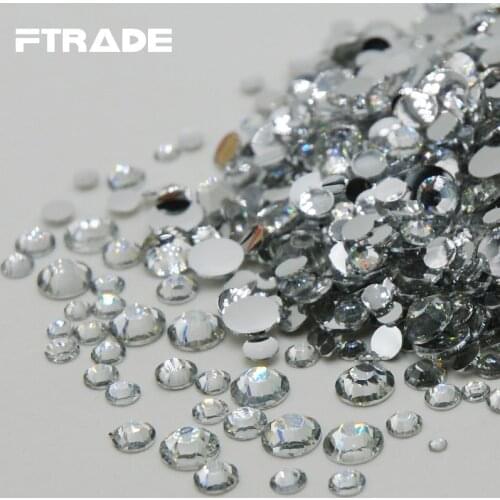 Nail Art Rhinestones Crystal Clear 3D Nail Art Mixed Sizes Flat Back Nail Art Tool Non Hotfix Rhinestones