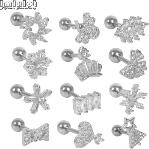 1PC Steel Ear Tragus Cartilage Piercing Crystal Flower Conch Lobe Earrings Barbell Piercing Orelha Ear Stud Helix Sexy Jewelry