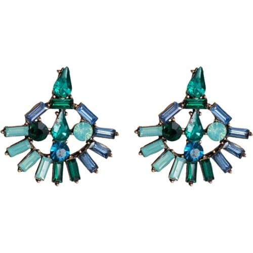 New 4Colors Resin Rhinestone Stud Earrings for Women Fashion Jewelry Bohemian Collection Earrings Accessories