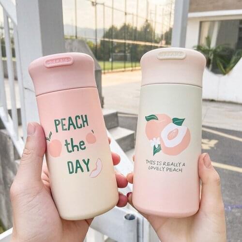 Cute Vacuum Cup Pink Peach Art Cup Portable Mini Simple And Exquisite Thermos Mug Personality Girl Ins Photo Fashion Bottle