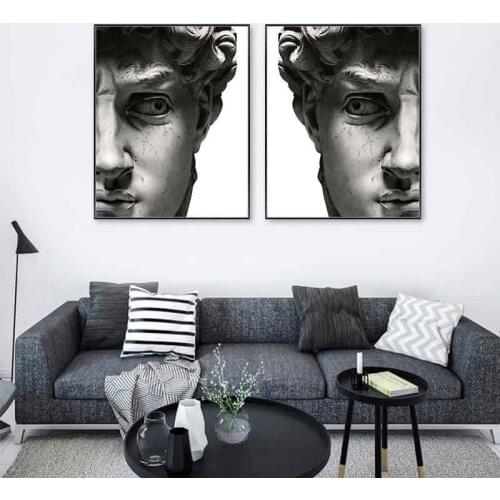 Nordic Black and White David Sculpture Wall Painting Vintage Figure Wall Art Canvas Poster Print Modern Living Room Home Decor
