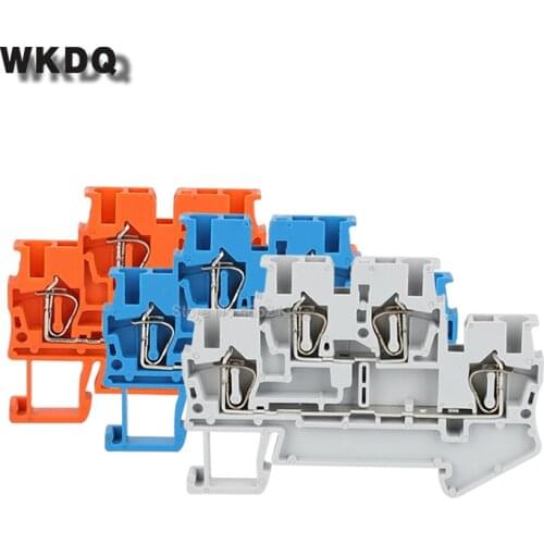 Din Rail Terminal Block STTB-2.5 Spring-cage Connection Double Level Universal Wire Conductors 10pcs WONKEDQ