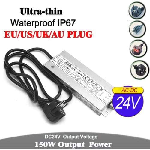 Waterproof IP67 Power Supply DC12V DC24V 60W 72W 100W 120W 150W Transformer AC-DC 12V 24V Outdoor Power Adapter AU US EU UK PLUG