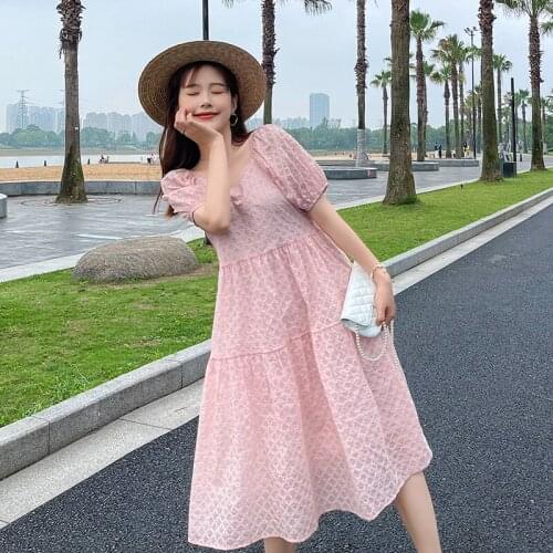 05113# Maternity Clothes Summer Cotton Short Sleeves Loose Stylish A Line Dress Pregnant Women Mom Dress