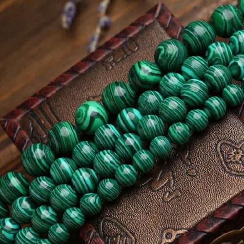 1 Strand Green Malachite Beads 4mm 6mm 8mm 10mm 12mm Round Natural Stobe Spacer Loose Beads for DIY Bracelets Jewelry Making