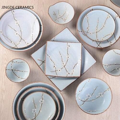 1pc Japanese-style Printing Ceramic Bowl Soup Noodle Big Rice Bowls Commercial Restaurant Dinnerware Home Kitchen Tableware