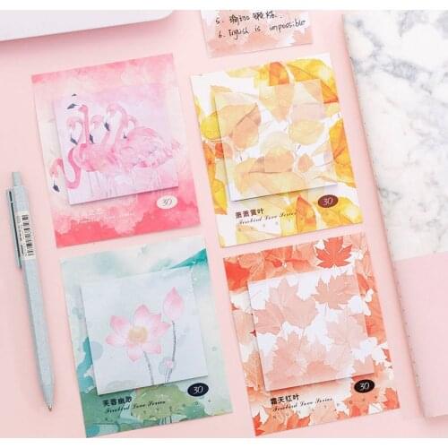 1Pcs Kawaii Sakura Flamingo Memo Pad Students Planne Sticky Note School Note Paper Stickers Label Escolar Stationery Memo Sheets