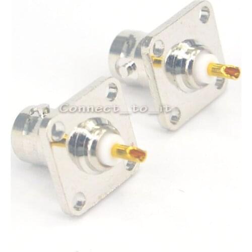 100 Pieces BNC Female Adapter Connector 4 Hole Panel Mount Jack with solder cup RF connector
