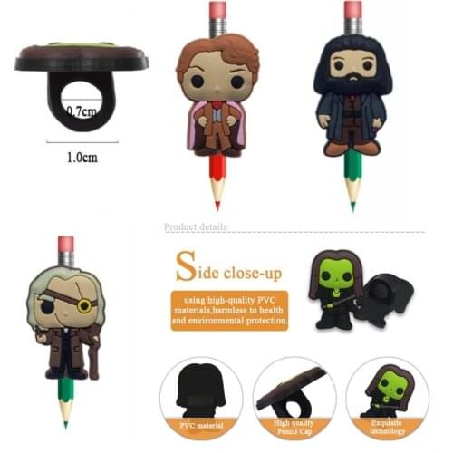 100pcs/lot Hot Icon Movie Figure PVC Pen Cover Caps Students Stationery Cute Straw Stethoscope Charm Pencil Toppers Kids Gift