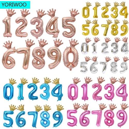 2pcs Happy Birthday Balloon 1 2 3 4 5 Foil Balloons Air 1st Birthday Party Decorations Kids Wedding Baloons Baby Shower Supplies