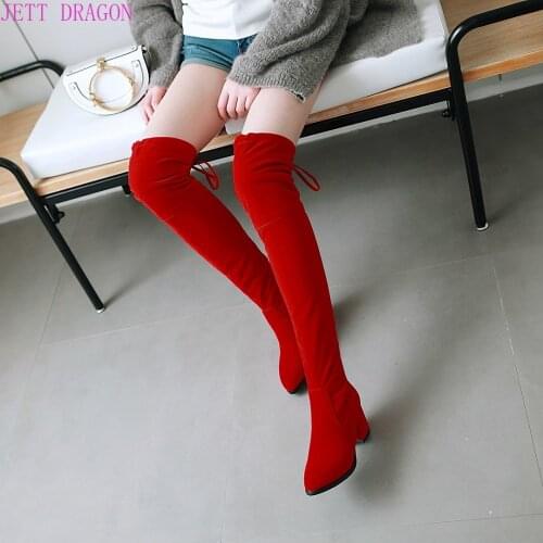 2021 Women Over The Knee High Boots Slip on Winter Shoes Thin High Heel Pointed Toe All Match Women Boot Long Thigh Sock Botas