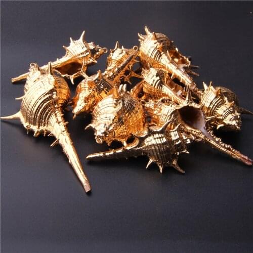 4Pcs Spiral Shell Charms Golden Plated Seashell Scallop Loose Shell Cowrie Pendant for Jewelry Making Crafts DIY Decorations