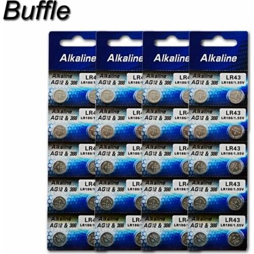 40x Buffle LR43 AG12 1.55V Electronics Lithium Button Cell Batteries Coin Battery 386A SR43 186 LR1142 for Watches Toys