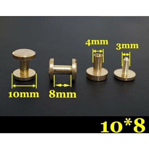 50pc Q1-10x8 Solid Brass belt screw Chicago Screw Leathercraft