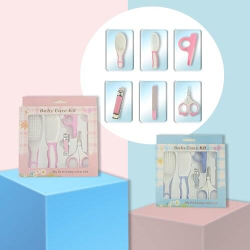 6Pcs Safety Baby Health care Set Kids Grooming Kit Manicure Nail Clippers Comb Emery Hairbrush Newborn Care tool