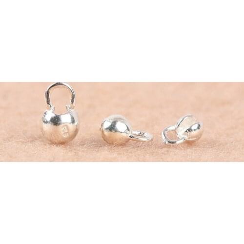 925 Sterling Silver Terminal opening Beads connectors Round DIY Jewelry Bracelet Necklace Loose Ball end beads Findings