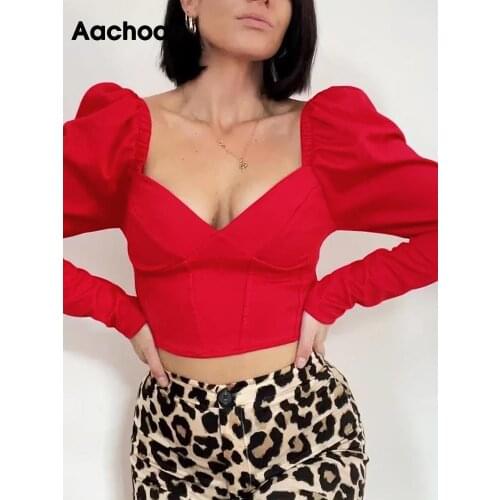 Женские красные рубашки Aachoae China At AliExpress