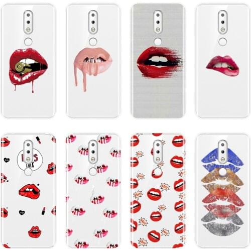 For Nokia 7.1 6.1 5.1 3.1 2.1 Case Silicone Soft Sexy Lips Red Lipstick Back Cover For Nokia 2.1 3.1 5.1 6.1 7.1 Plus Phone Case