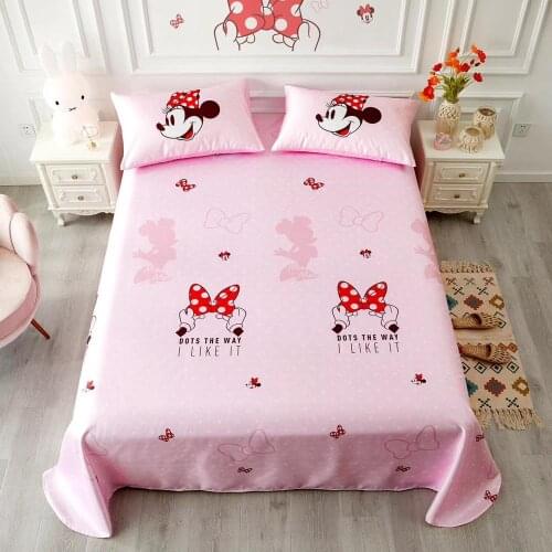 Disney Mickey Minnie Mouse Frozen Summer Ice Silk Mat Sleeping Bed Set Children Cartoon Soft Bed Sheet Mattress Protector Cover