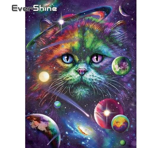 Evershine Diamond Painting Cat Cross Stitch Rhinestones Pictures Full Square Round Diamond Embroidery Sale Animal Crafts Kit