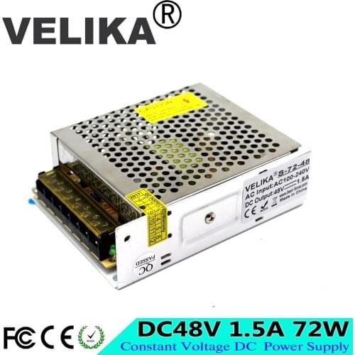 Dc Power Supply 48V 1.5A 72W Voltage Lighting Transformer Switch Power Source AC to DC SMPS for CNC CCTV Stepper Motor Printer