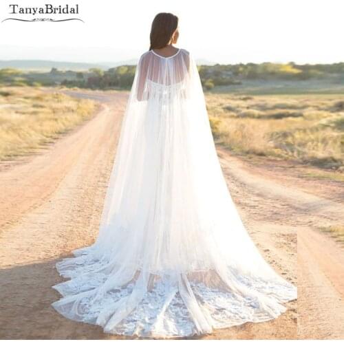 Lace Appliques Tulle Wedding Cape Elegant Bridal Accessories Women Evening Shawl cape mariage DJ021