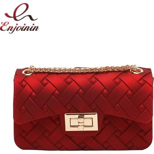 Matte Jelly PVC Cross Texture Fashion Women Shoulder Chain Bag Purses and Handbags Girls Crossbody Mini Bag Designer Bag Totes