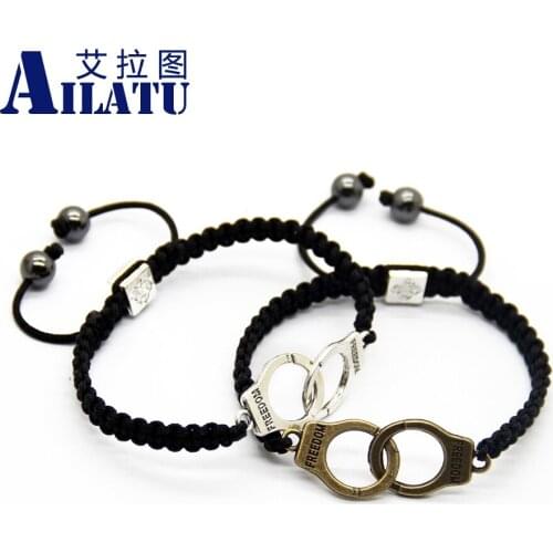 Ailatu Wholesale Fashion Jewelry Freedom Handcuff Charm Bracelet Lucky Jewelry For Women and Men