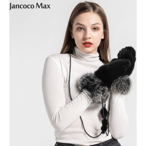 Fashion Womens Real Mink Fur Gloves Winter Warm Plush Genuine Fox Fur Gloves Furry Mittens S2418