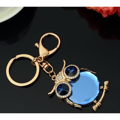 Fashion Diamond owl Keyring Pendant Owl keychain Bag Charm Accessories Ladies School Bag Ornaments decoration