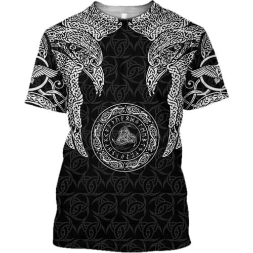 Viking Symbol - Odin Tattoo 3D Printed Men T shirt Harajuku Fashion Short Sleeve Shirt Summer Streetwear Unisex Tshirt Tops