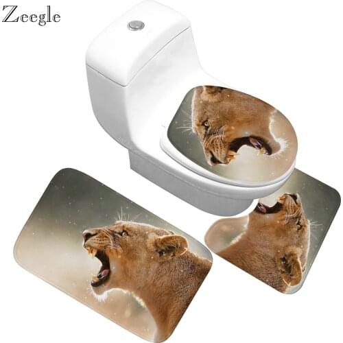 Zeegle Bath Mat Set Anti Slip Bathroom Doormat Flannel Toilet Pedestal Rug Soft Foot Mat Absorbent Toilet Seat Cover Toilet Set