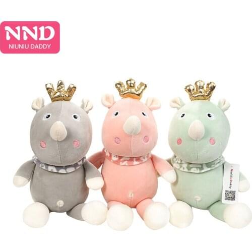 Niuniu Daddy Stuffed Animals Plush Toy Rhinoceros Wearing Scarf Crown Toys Soft Cute Dolls Plush For Girls Children 3 Style Gift