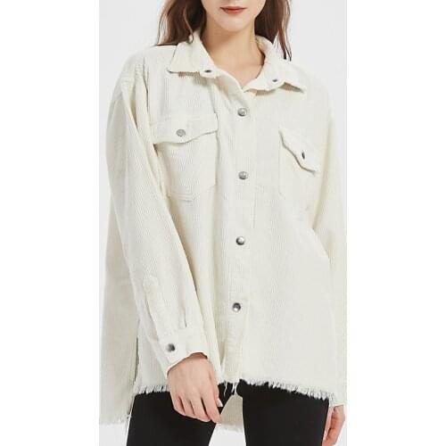 2021 NEW Streetwear Womens Jacket Fashion Female Spring And Autumn Versatile Coats Girls Corduroy Shirt Multi-pocket Jacket