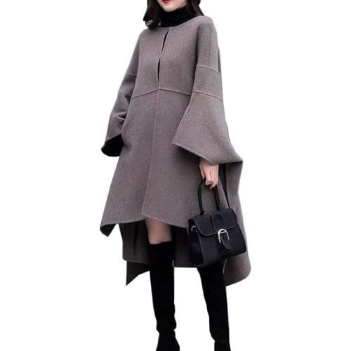 New Women Cloak Woolen Coat Autumn Winter Jacket Long Overcoat Plus Size Womens Casual Trench Coats Women Clothes Abrigo Mujer