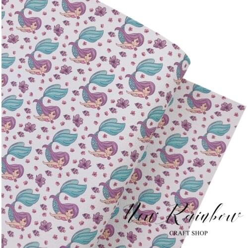 New Rainbow 30x138cm/Roll Mermaid Princess Sea Travel Nice For Summer Decoration Faux Leatherette Bow Making Fabric, DIY Crafts