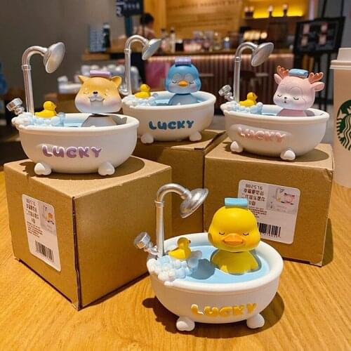 Original Happiness Soap Bath Resin Cartoon Ornaments A bath That Shakes His Head Duck Resin Toys Home Decoration Girl Toy Gifts
