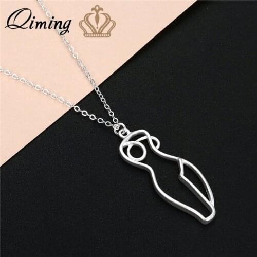 QIMING Artistic Body Sexy Necklace Womens Nude FemaleBody Naked Woman Necklace Feminist Choker Necklace