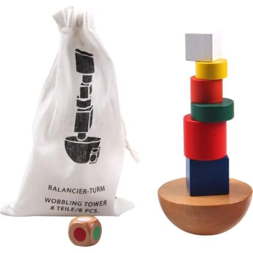 Multicolor Wooden Blocks Hemispherical Blocks Balanced Games Montessori Learning Toys Bags Stacked Heights Games